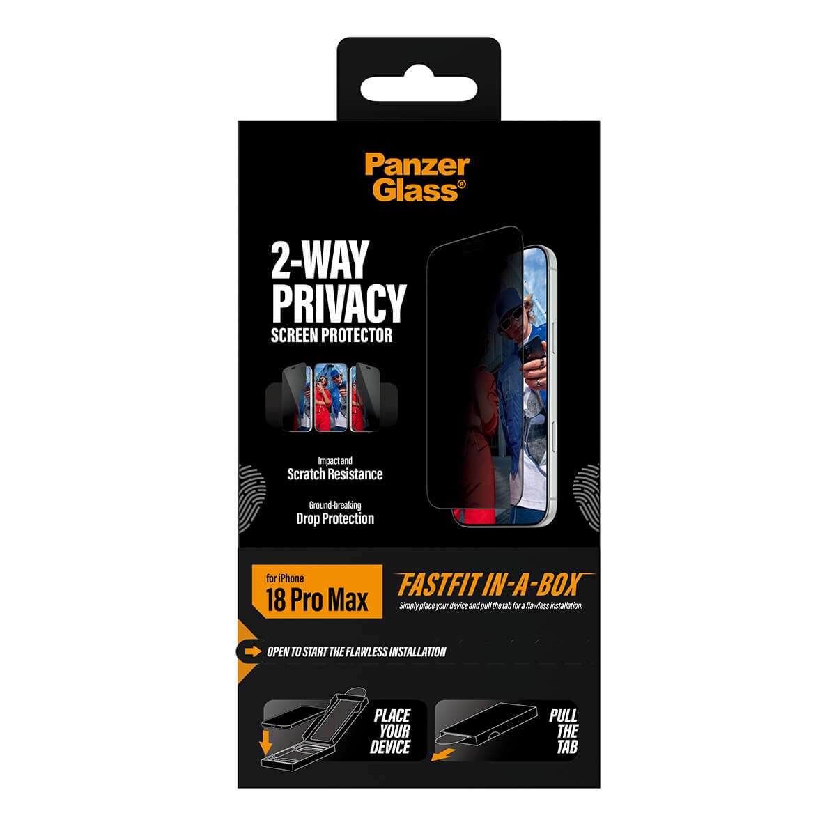 PanzerGlass Apple iPhone 2026 Pro Max Ultra-Wide Fit Privacy with Fastfit in-a-box