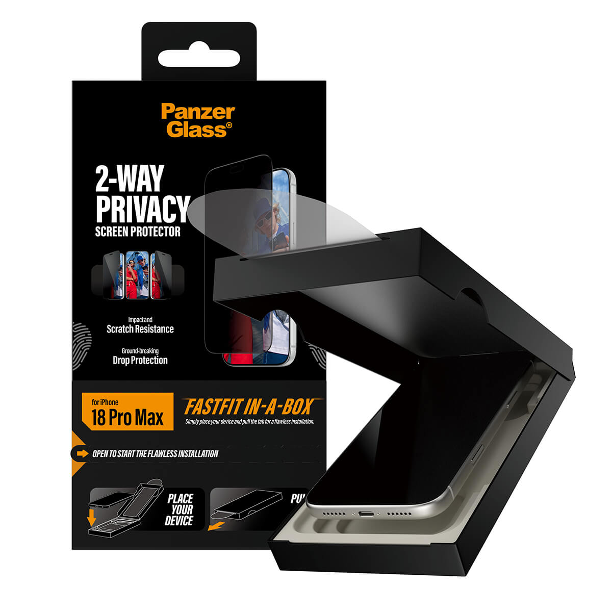 PanzerGlass Apple iPhone 2026 Pro Max Ultra-Wide Fit Privacy with Fastfit in-a-box