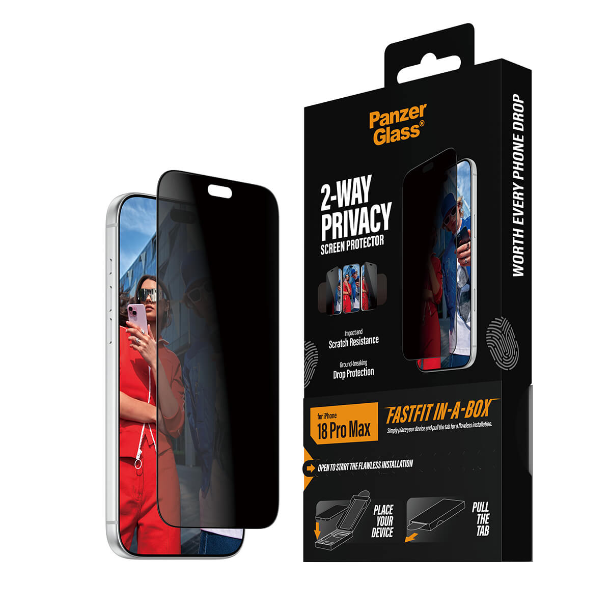 PanzerGlass Apple iPhone 2026 Pro Max Ultra-Wide Fit Privacy with Fastfit in-a-box