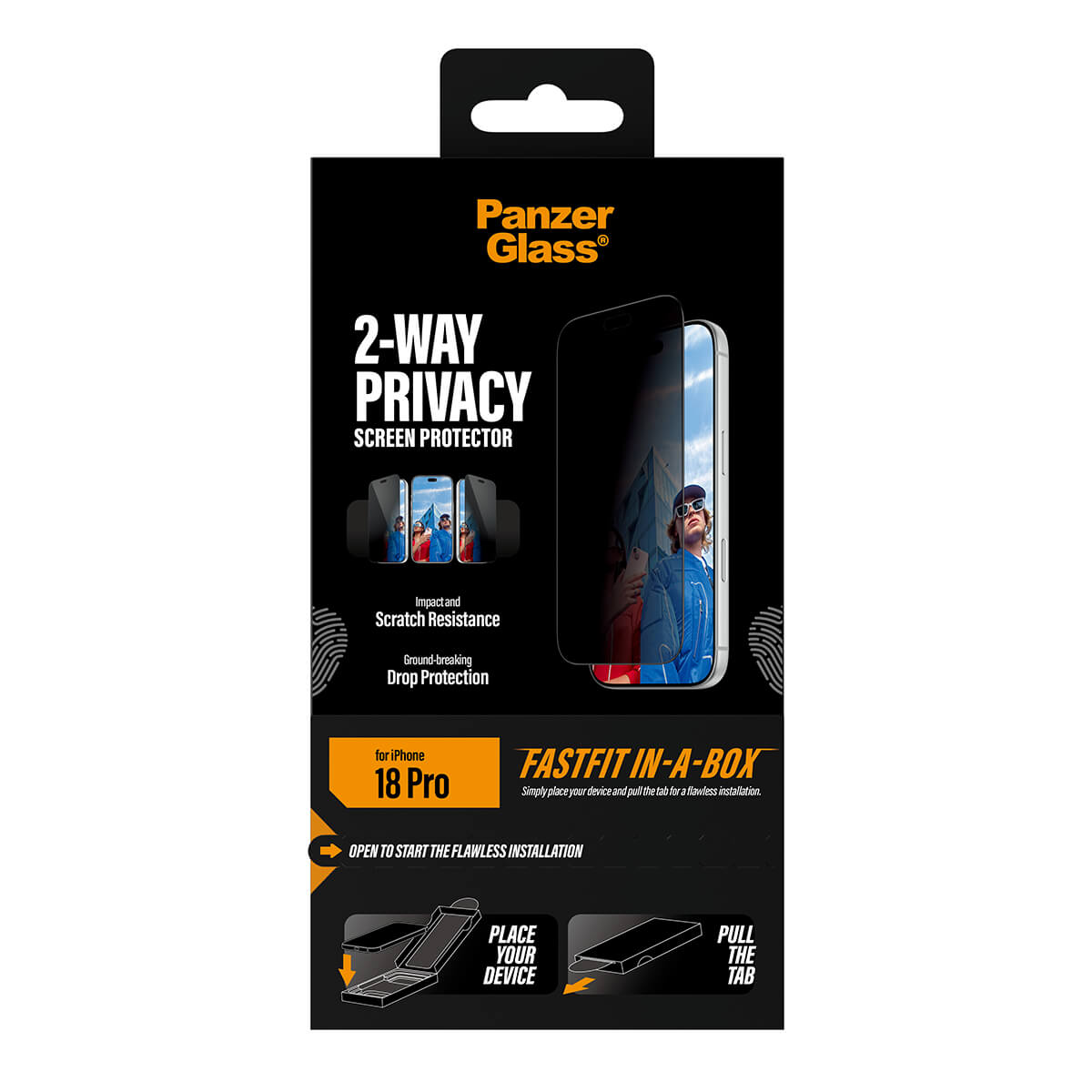 PanzerGlass Apple iPhone 2026 Pro Ultra-Wide Fit Privacy with Fastfit in-a-box
