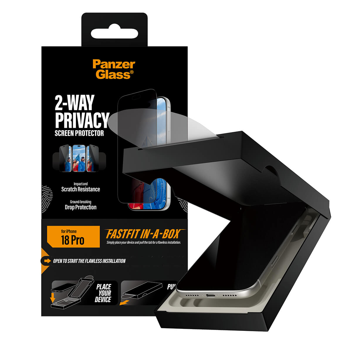 PanzerGlass Apple iPhone 2026 Pro Ultra-Wide Fit Privacy with Fastfit in-a-box
