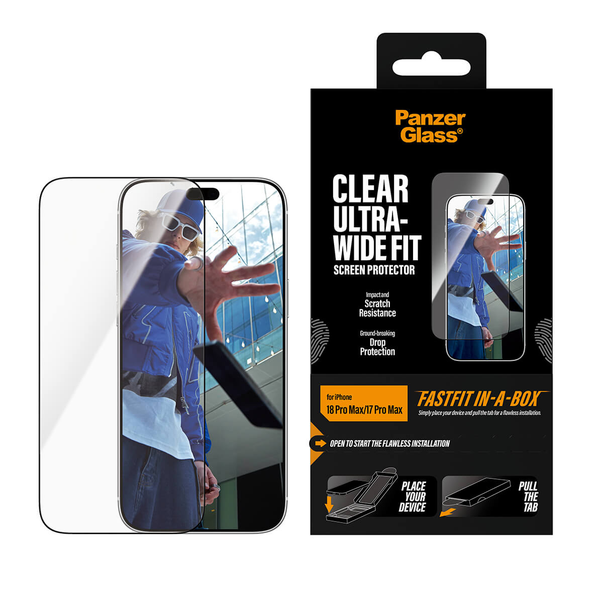 PanzerGlass Apple iPhone 2026 Pro Max Ultra-Wide Fit with Fastfit in-a-box