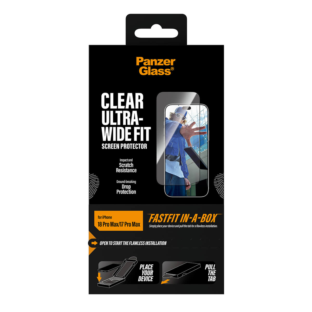 PanzerGlass Apple iPhone 2026 Pro Max Ultra-Wide Fit with Fastfit in-a-box