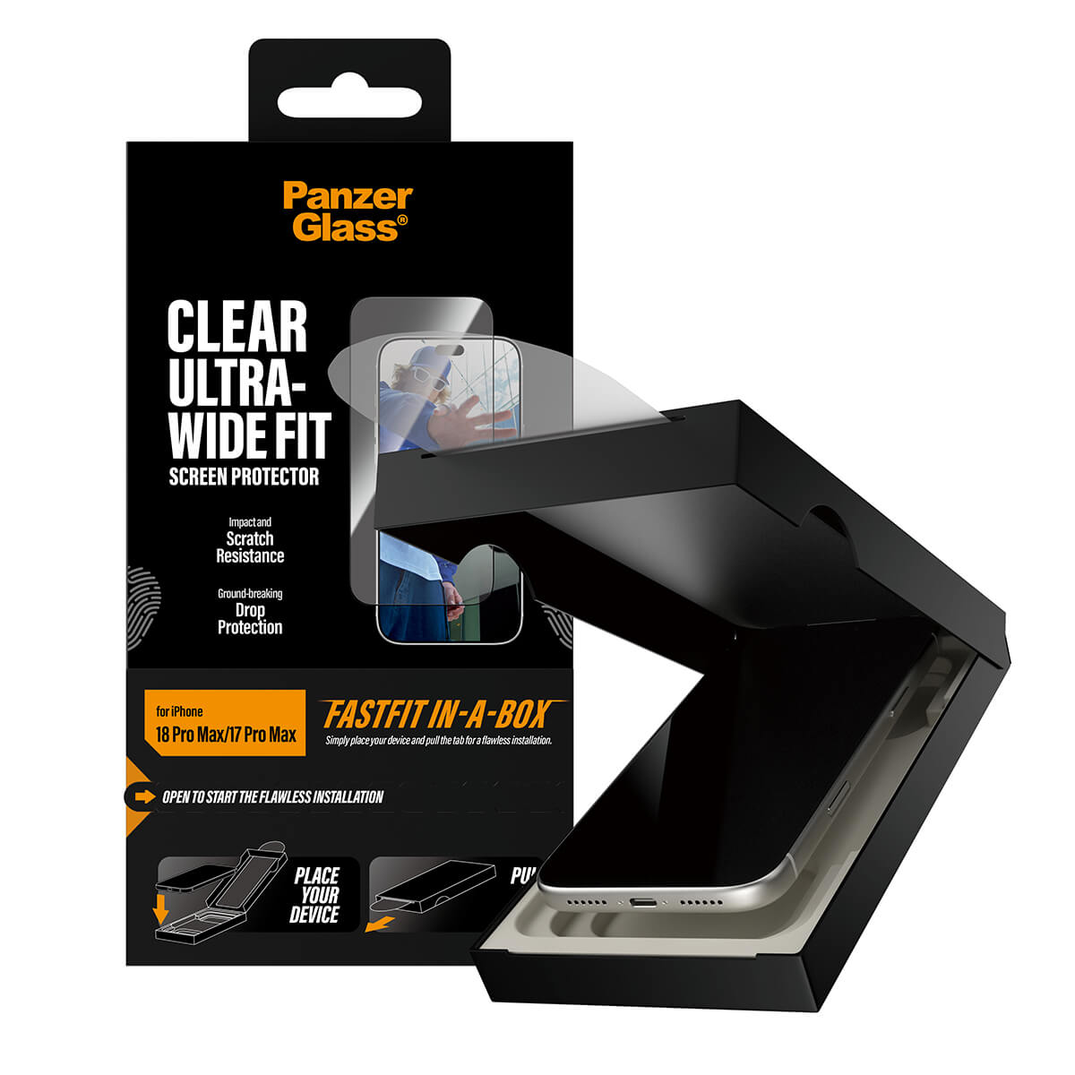 PanzerGlass Apple iPhone 2026 Pro Max Ultra-Wide Fit with Fastfit in-a-box