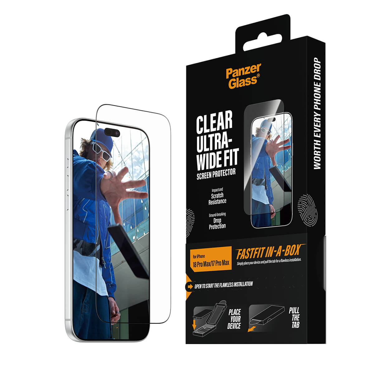 PanzerGlass Apple iPhone 2026 Pro Max Ultra-Wide Fit with Fastfit in-a-box