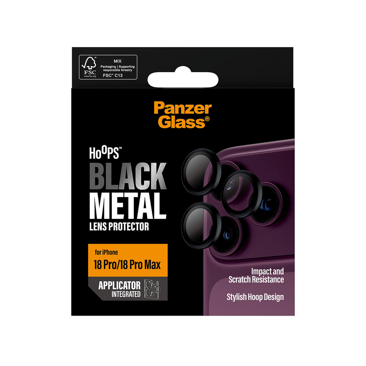 PanzerGlass Apple iPhone 2026 Pro/Pro Max Hoops Black Camera Lens Protector