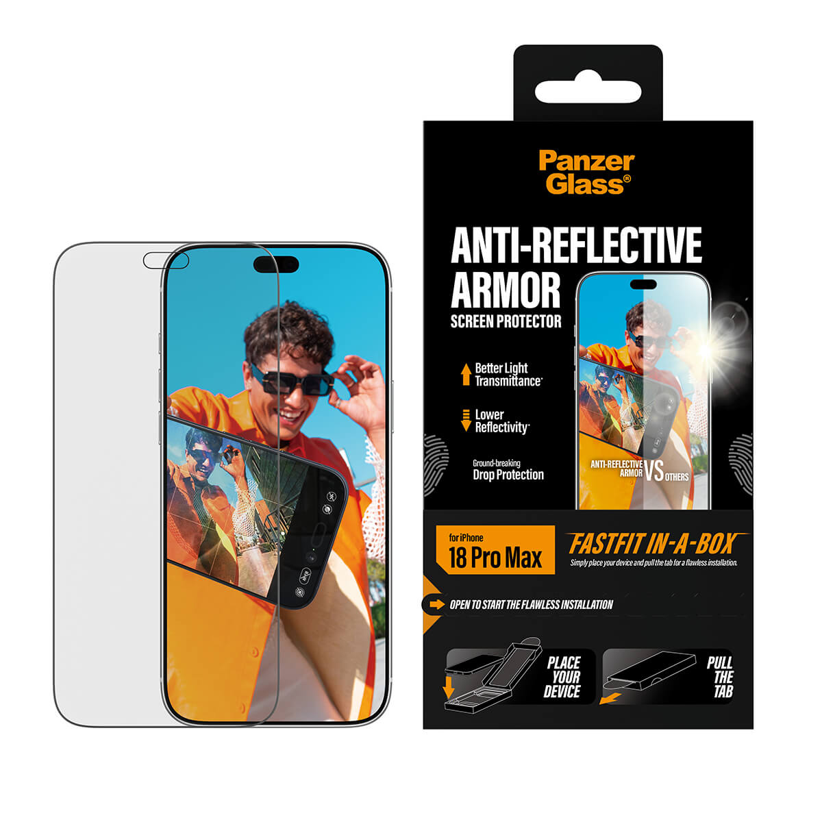 PanzerGlass Apple iPhone 2026 Pro Max Anti-Reflective Armor with Fastfit in-a-box