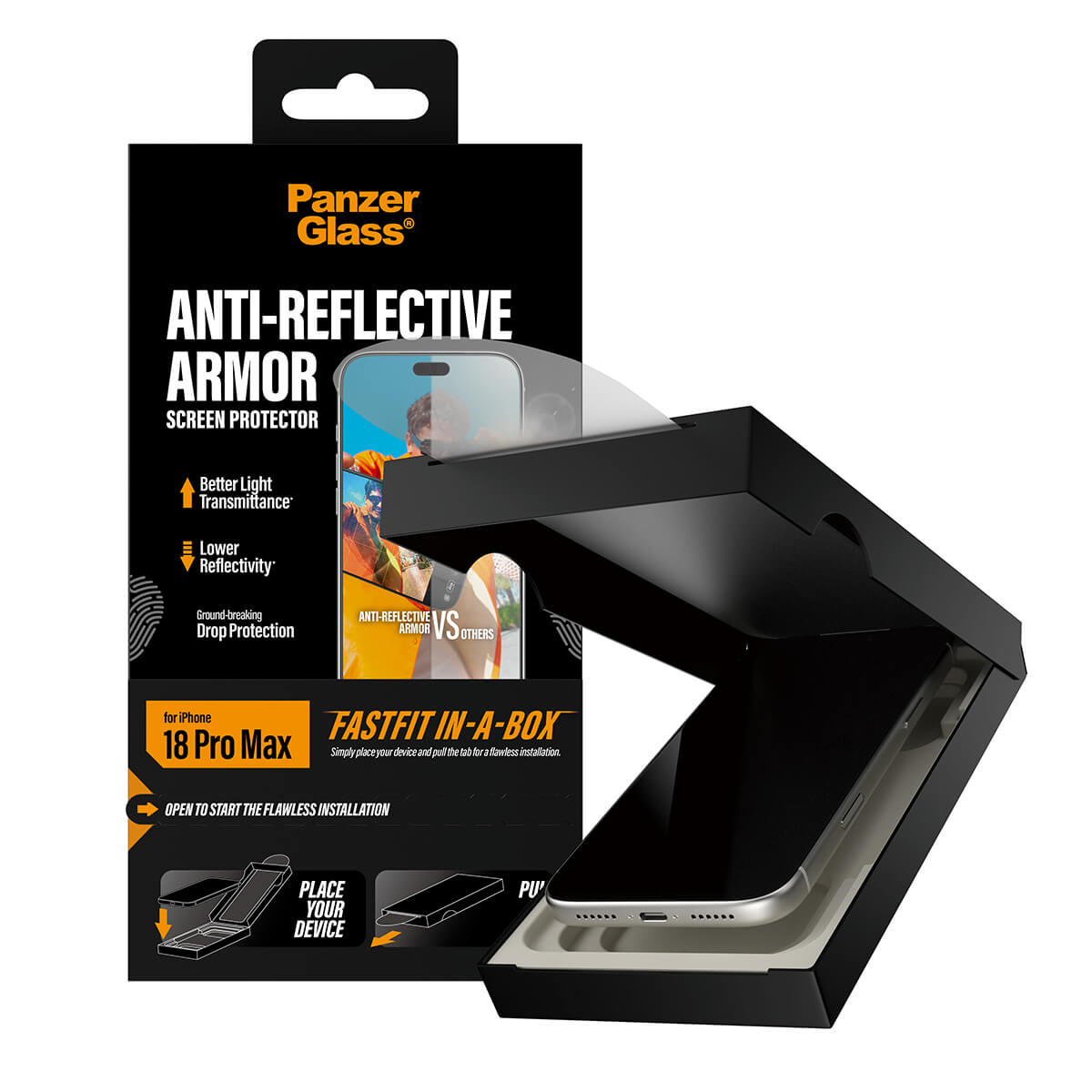 PanzerGlass Apple iPhone 2026 Pro Max Anti-Reflective Armor with Fastfit in-a-box