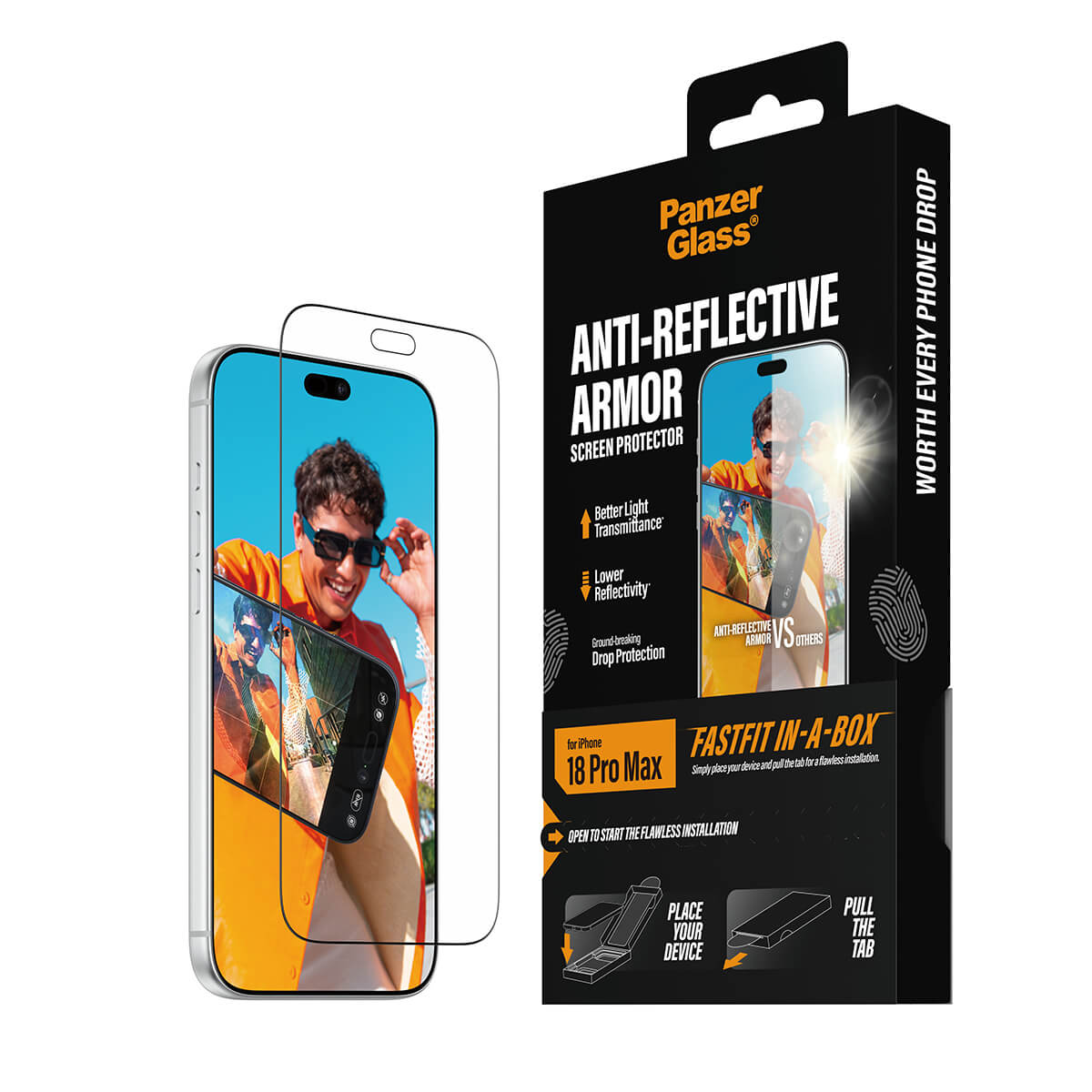 PanzerGlass Apple iPhone 2026 Pro Max Anti-Reflective Armor with Fastfit in-a-box