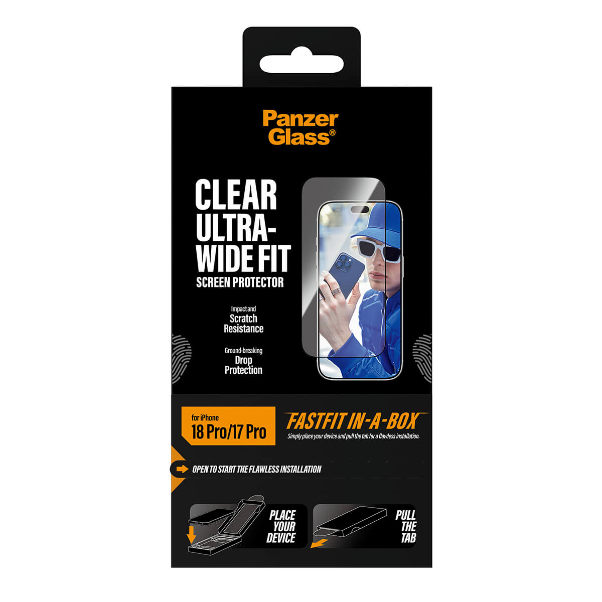 PanzerGlass Apple iPhone 2026 Pro Ultra-Wide Fit with Fastfit in-a-box
