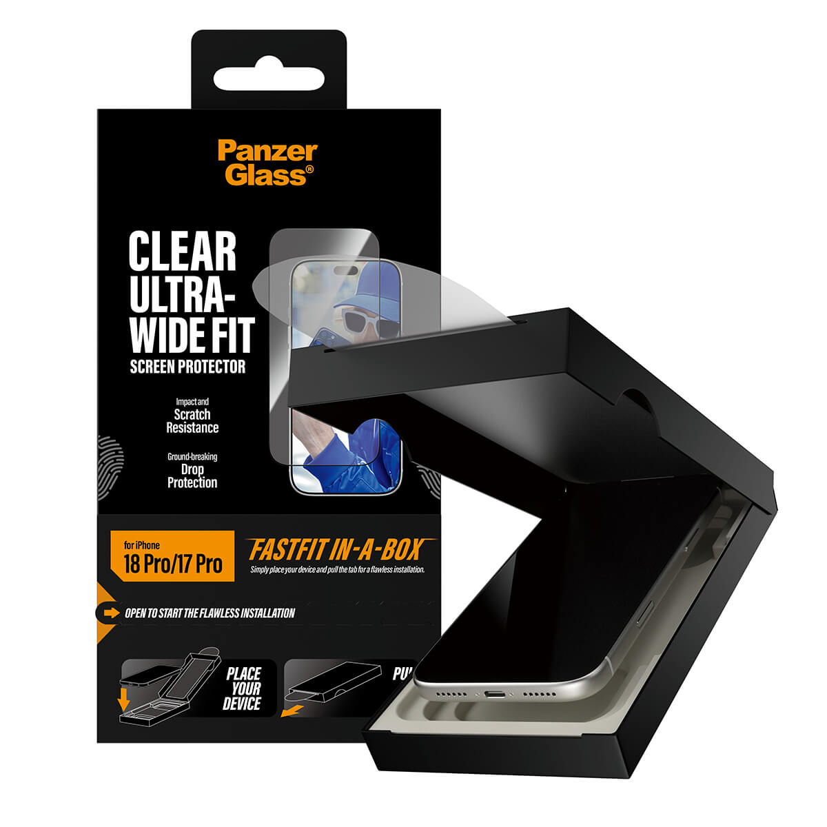 PanzerGlass Apple iPhone 2026 Pro Ultra-Wide Fit with Fastfit in-a-box