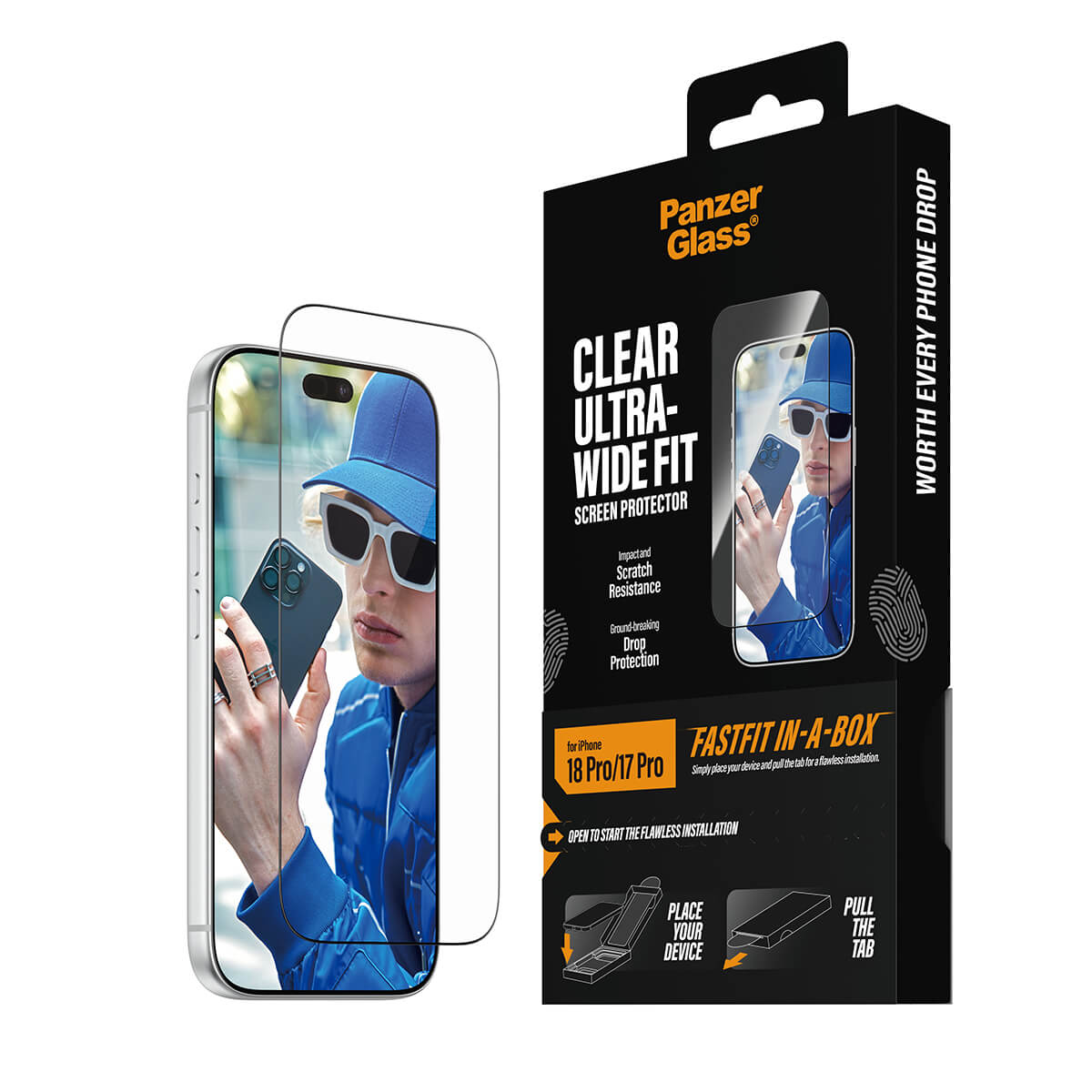 PanzerGlass Apple iPhone 2026 Pro Ultra-Wide Fit with Fastfit in-a-box