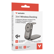 Verbatim Wireless Charger Qi2 3-in-1 Travel Docking - Desert Titanium