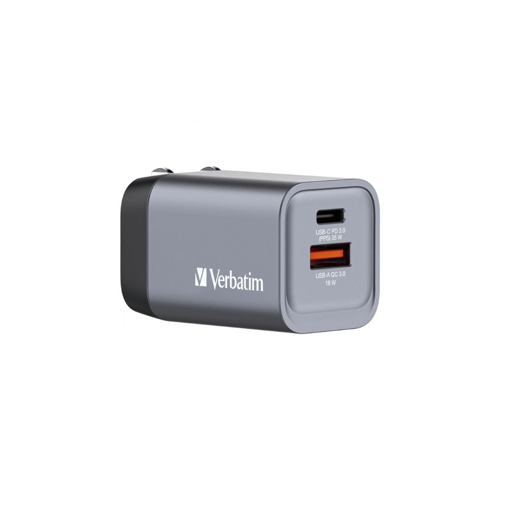 Verbatim GNC-35 2 Port (USB-A & USB-C) 35W GaN Charger (Grey)