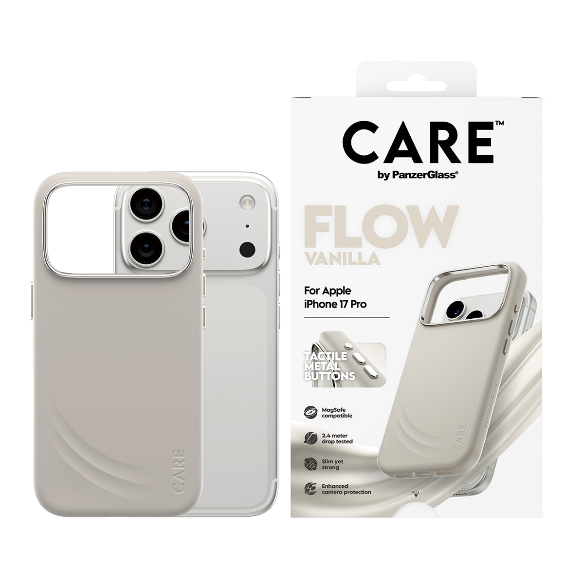 CARE by PanzerGlass® Feature FLOW Case Vanilla with MagSafe iPhone 17 Pro