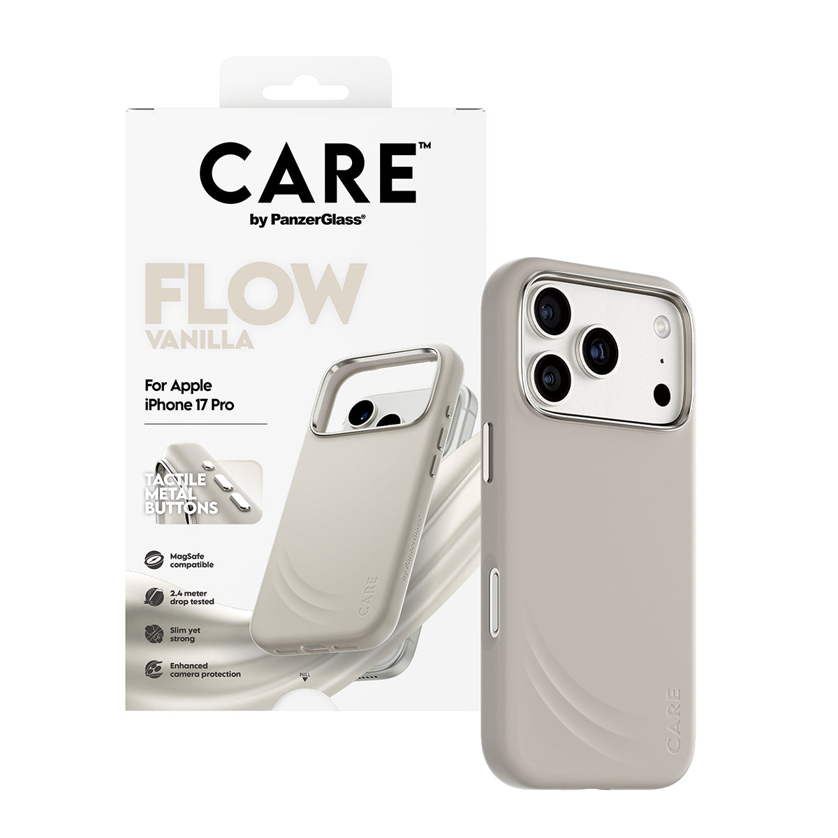 CARE by PanzerGlass® Feature FLOW Case Vanilla with MagSafe iPhone 17 Pro