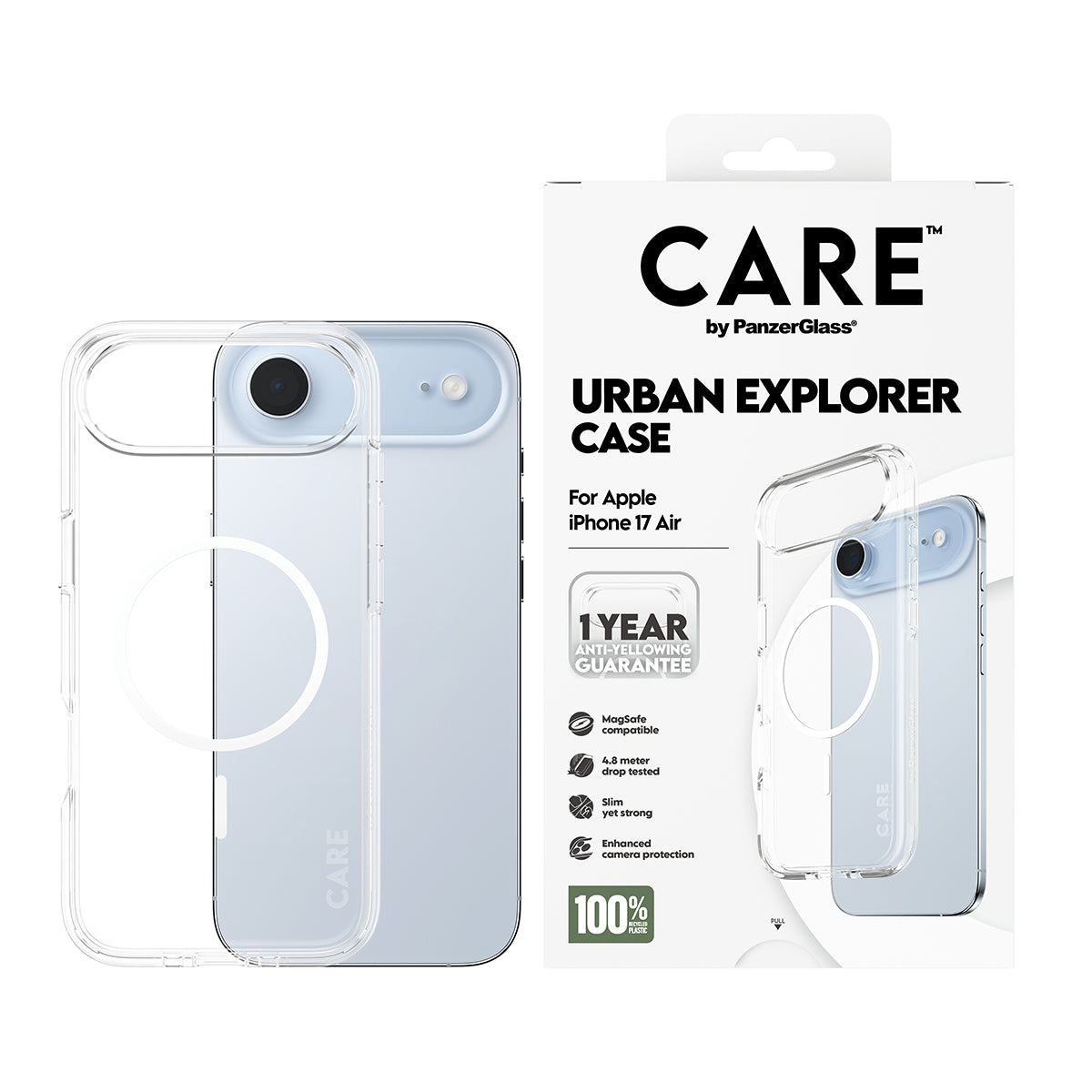 CARE by PanzerGlass® Flagship Case Transparent Urban Explorer with White MagSafe iPhone Air