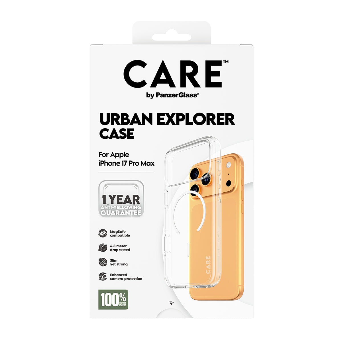 CARE by PanzerGlass® Flagship Case Transparent Urban Explorer with White MagSafe iPhone 17 Pro Max