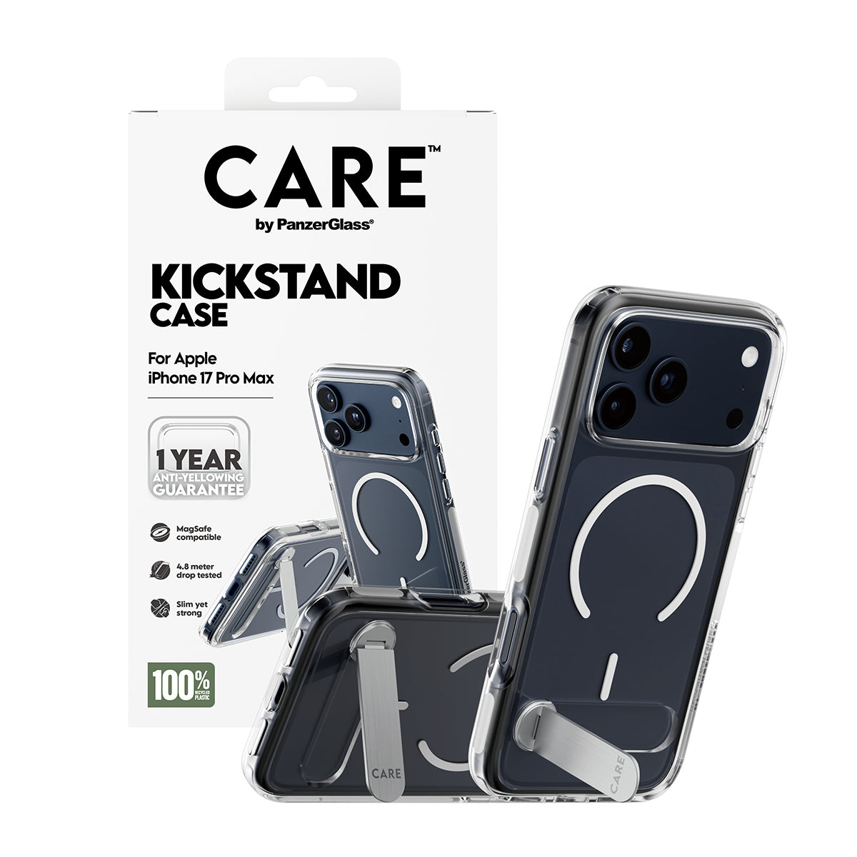 CARE by PanzerGlass® Feature Case Transparent with Kickstand & MagSafe iPhone 17 Pro Max
