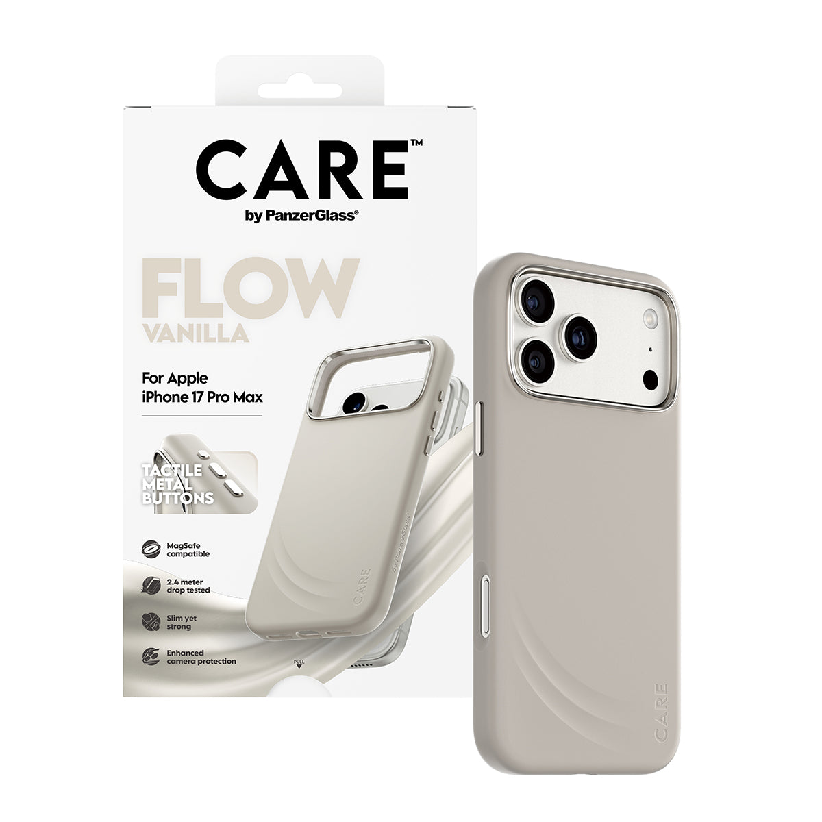 CARE by PanzerGlass® Feature FLOW Case Vanilla with MagSafe iPhone 17 Pro Max