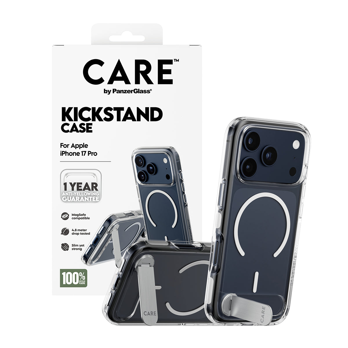 CARE by PanzerGlass® Feature Case Transparent with Kickstand & MagSafe iPhone 17 Pro