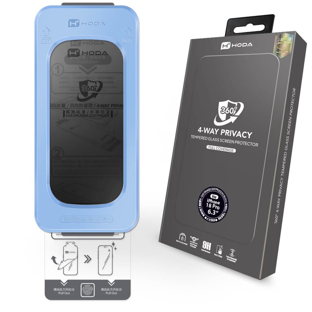 Hoda Full Coverage Tempered Glass for iPhone 18 Pro (Privacy)