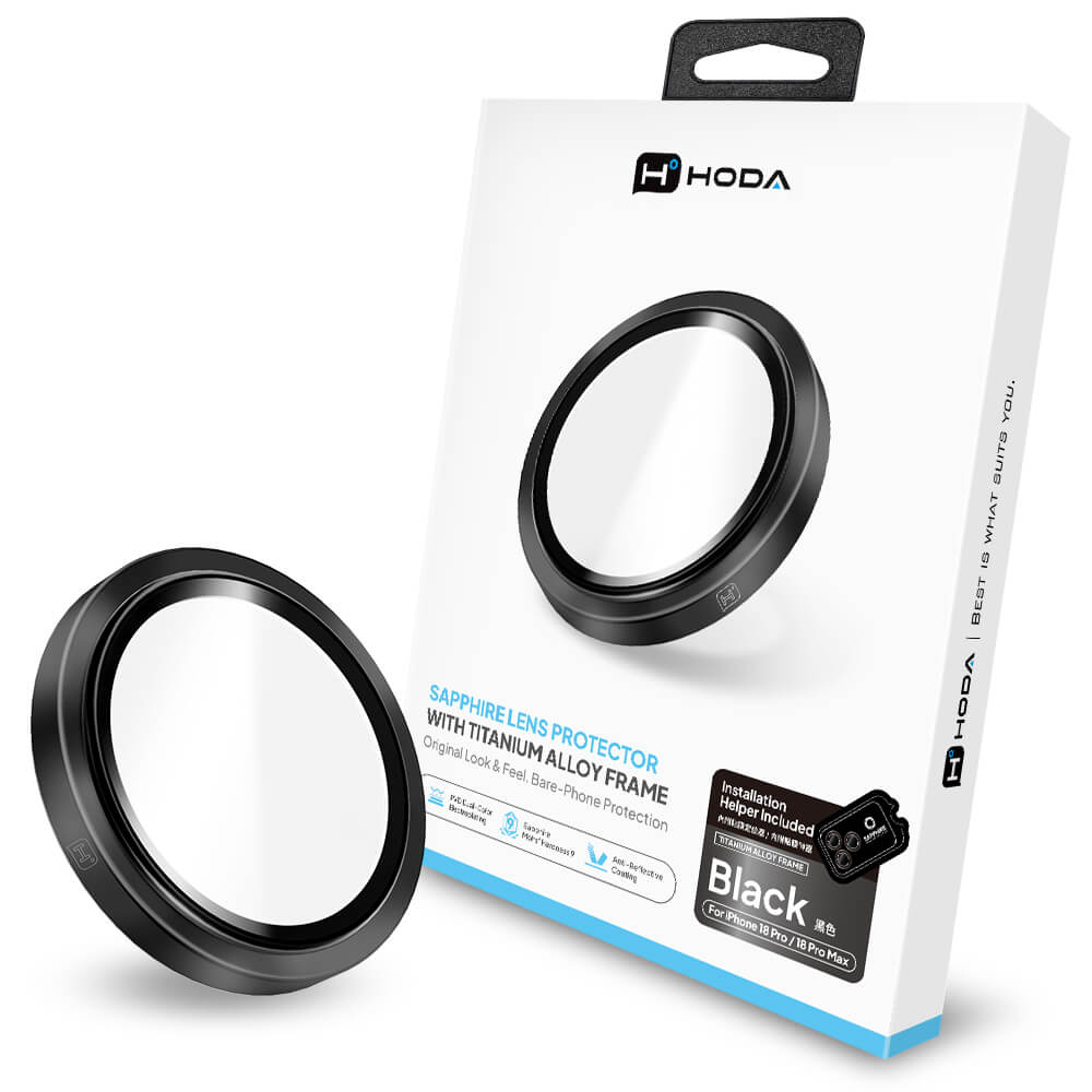 Hoda Sapphire Lens Protector for iPhone 18 Pro / 18 Pro Max (Black Titanium)