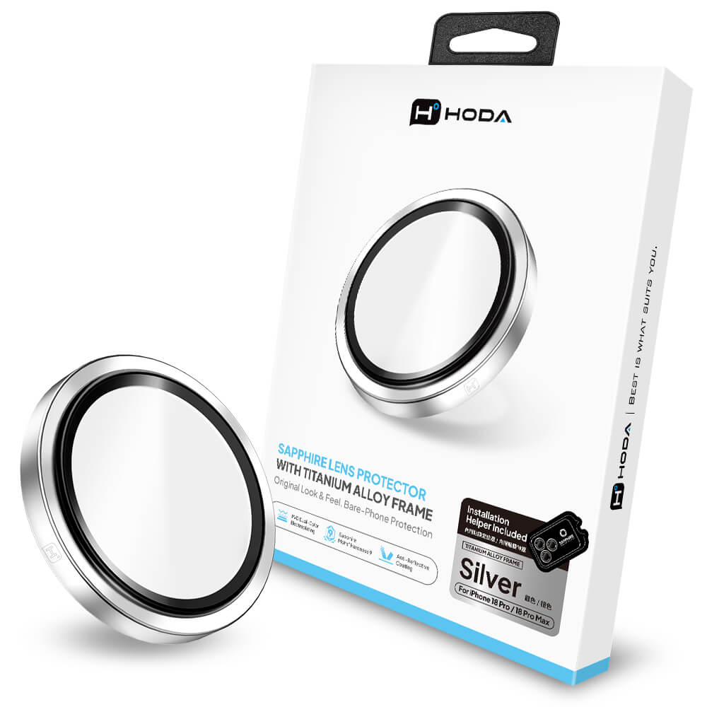 Hoda Sapphire Lens Protector for iPhone 18 Pro / 18 Pro Max (Silver Titanium)