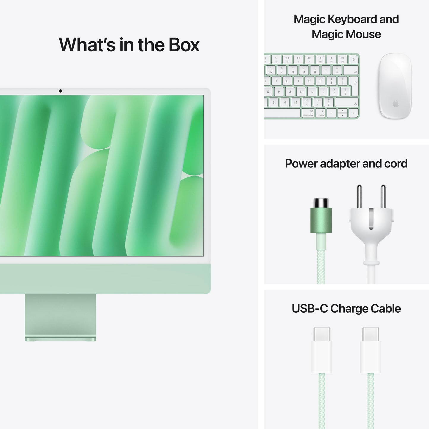 24-inch iMac with Retina 4.5K display: Apple M4 chip with 8-core CPU and 8‑core GPU, 256GB SSD - Green