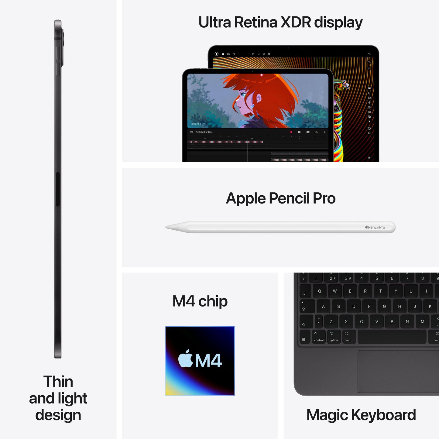 13-inch iPad Pro Wi-Fi + Cellular 2TB Standard Glass - Space Black (M4)
