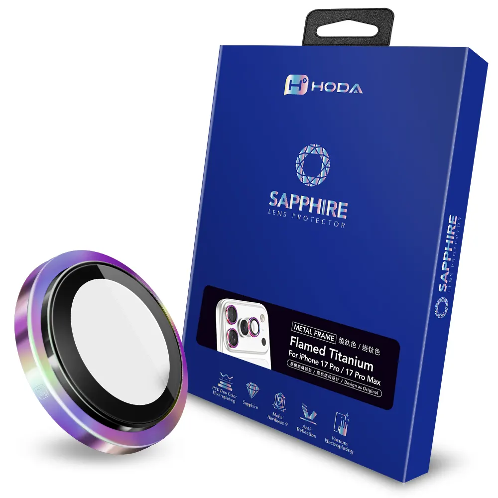Hoda Sapphire Lens Protector for iPhone 17 Pro Max / 17 Pro (Flamed Titanium)