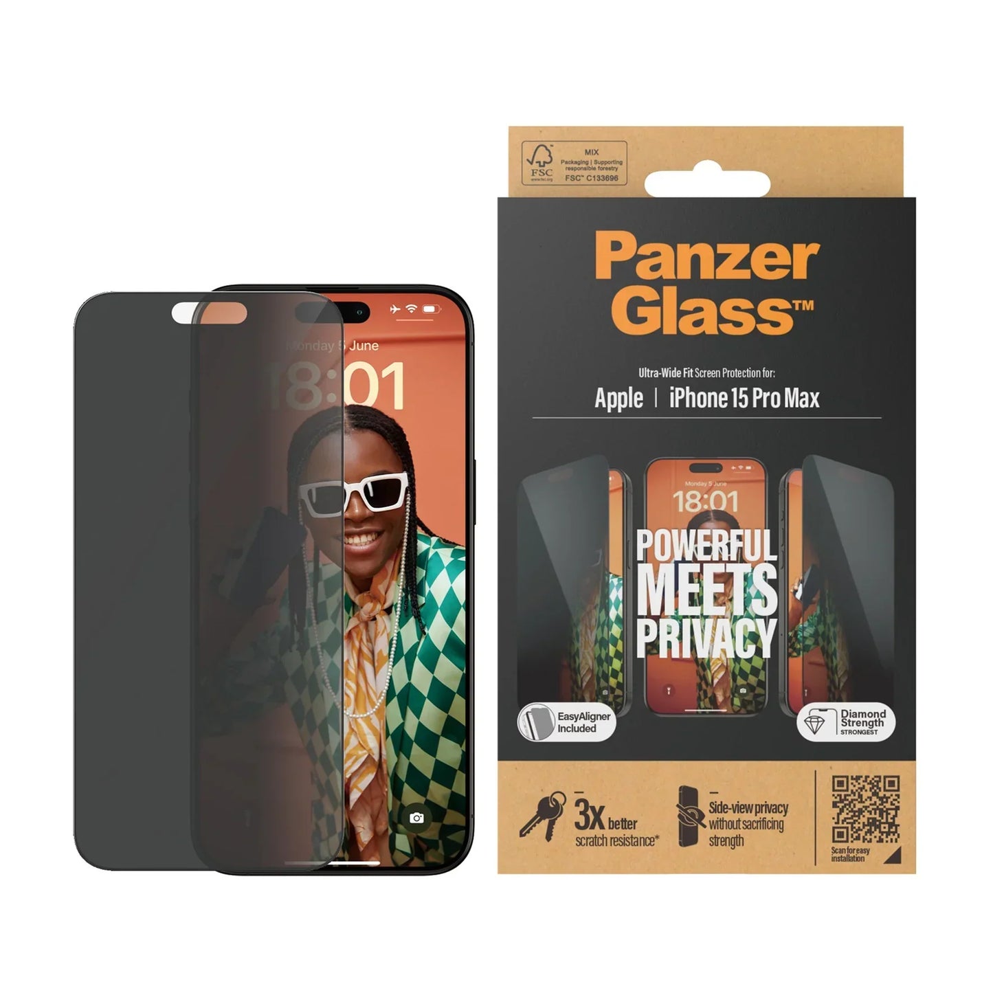 PanzerGlass UWF Glass for iPhone 15 Pro (Privacy)