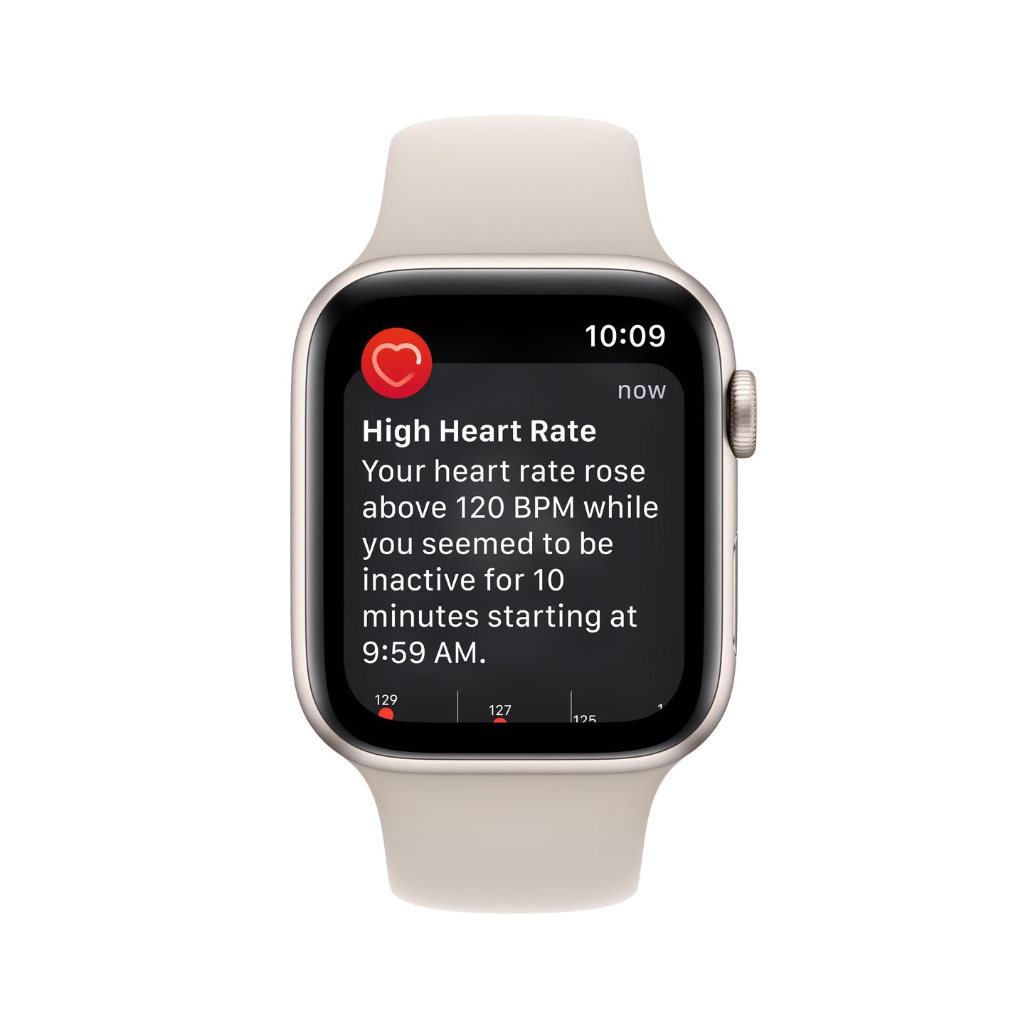 Apple Watch SE GPS 44mm Starlight Aluminium Case with Starlight Sport Band - Regular