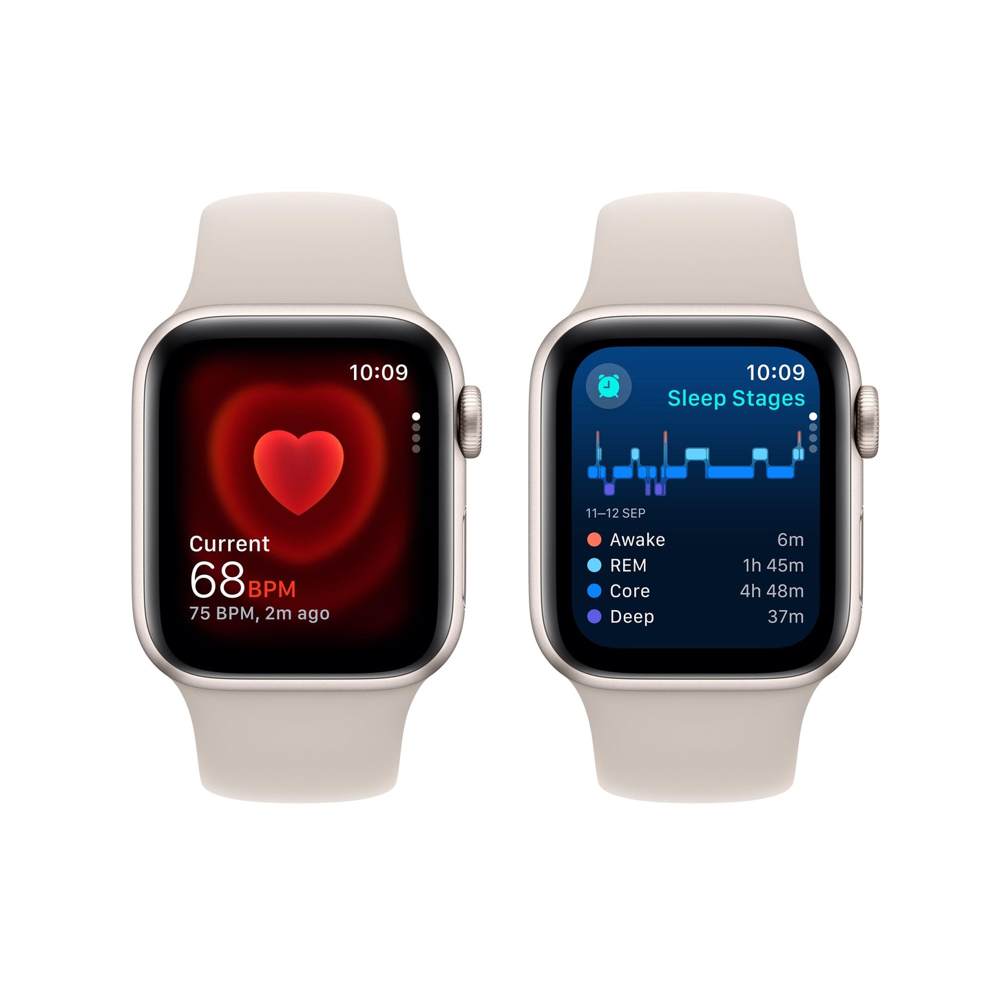 Apple Watch SE GPS + Cellular 40mm Starlight Aluminium Case with Starlight Sport Band - M/L