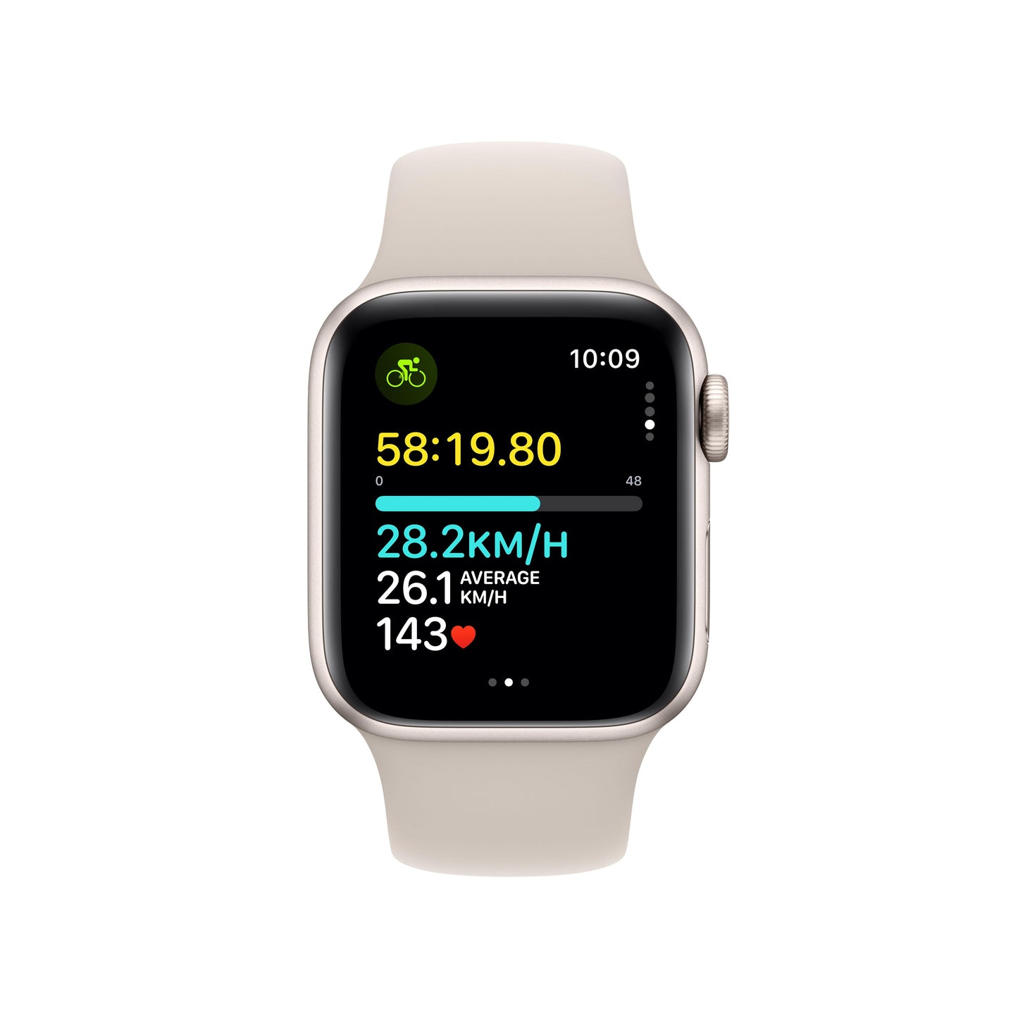 Apple Watch SE GPS + Cellular 40mm Starlight Aluminium Case with Starlight Sport Band - M/L