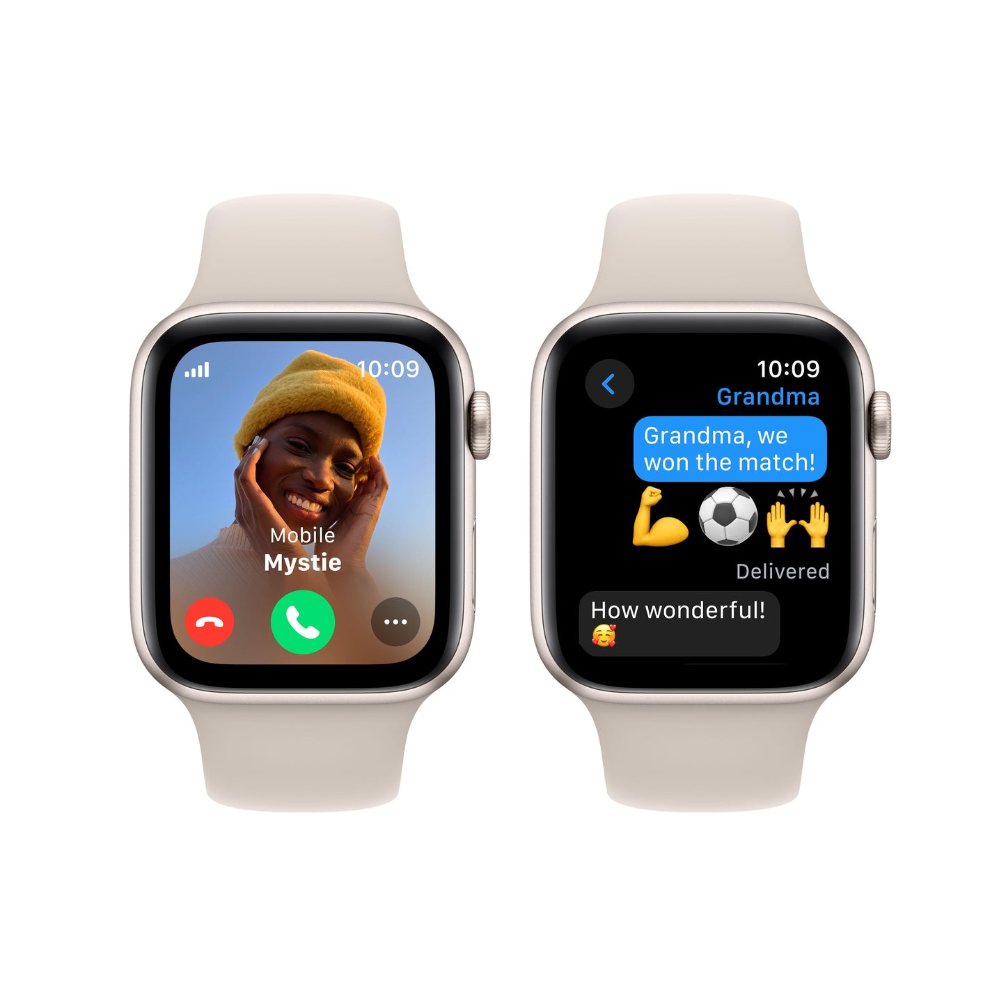 Apple Watch SE GPS + Cellular 44mm Starlight Aluminium Case with Starlight Sport Band - M/L