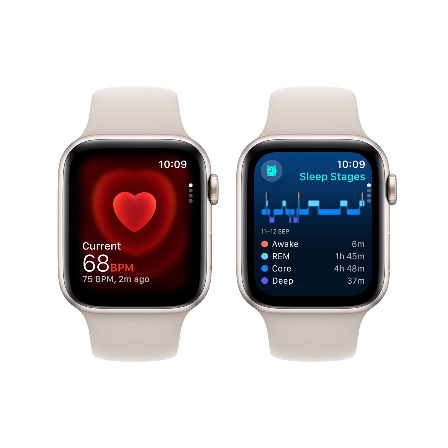 Apple Watch SE GPS + Cellular 44mm Starlight Aluminium Case with Starlight Sport Band - M/L