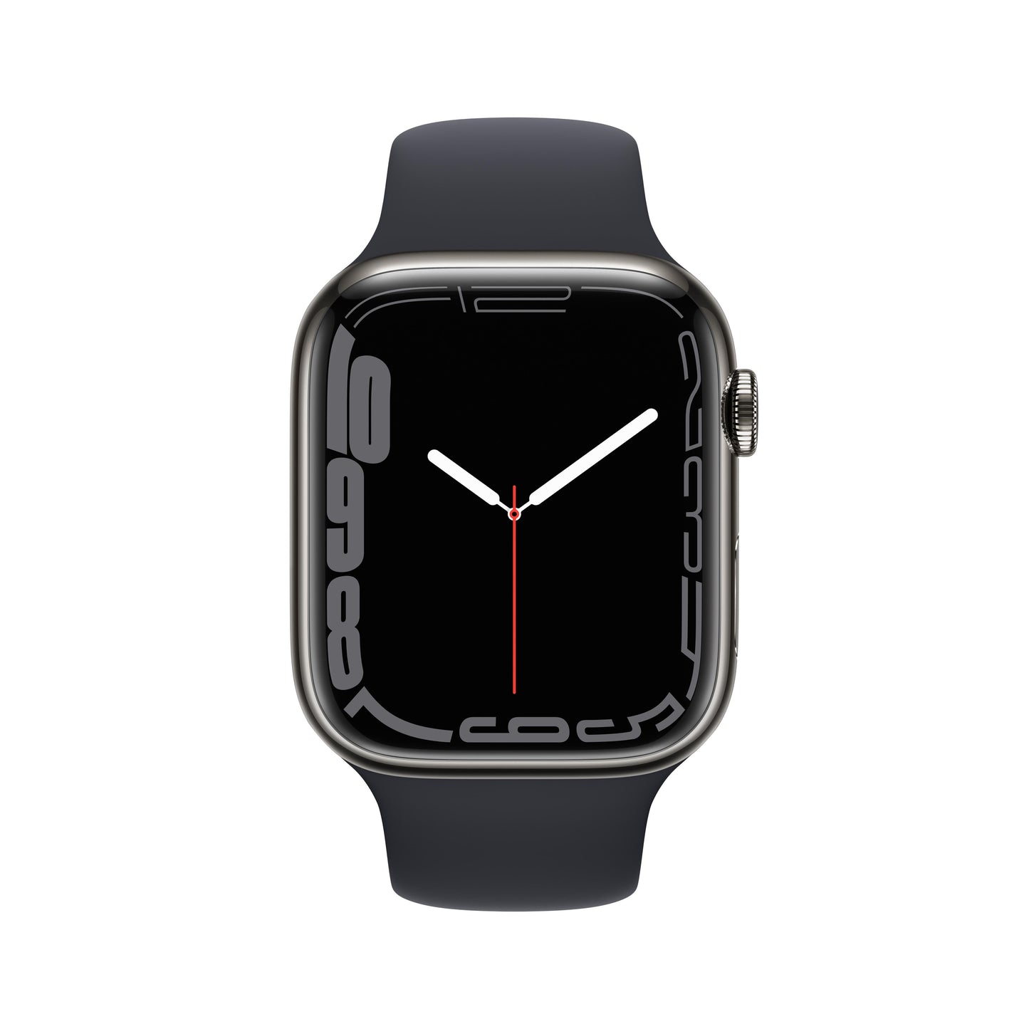 Apple Watch Series 7 GPS + Cellular, 45mm Graphite Stainless Steel Case with Midnight Sport Band - Regular