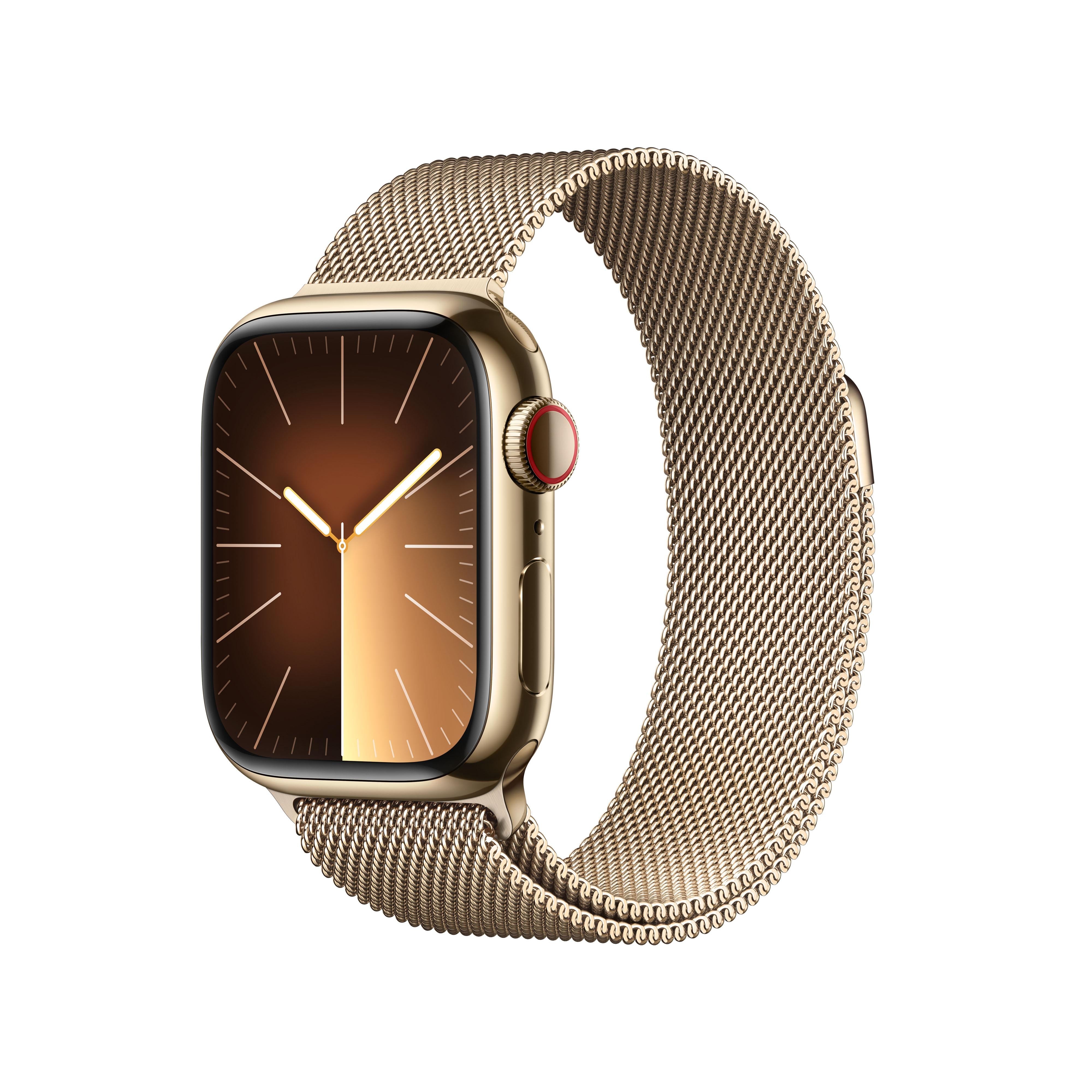 Apple Watch Series 9 GPS + Cellular 41mm Gold Stainless Steel Case wit ...