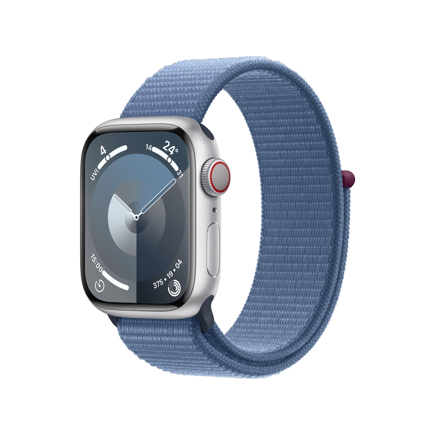 Apple Watch Series 9 GPS + Cellular 41mm Silver Aluminium Case with Winter Blue Sport Loop