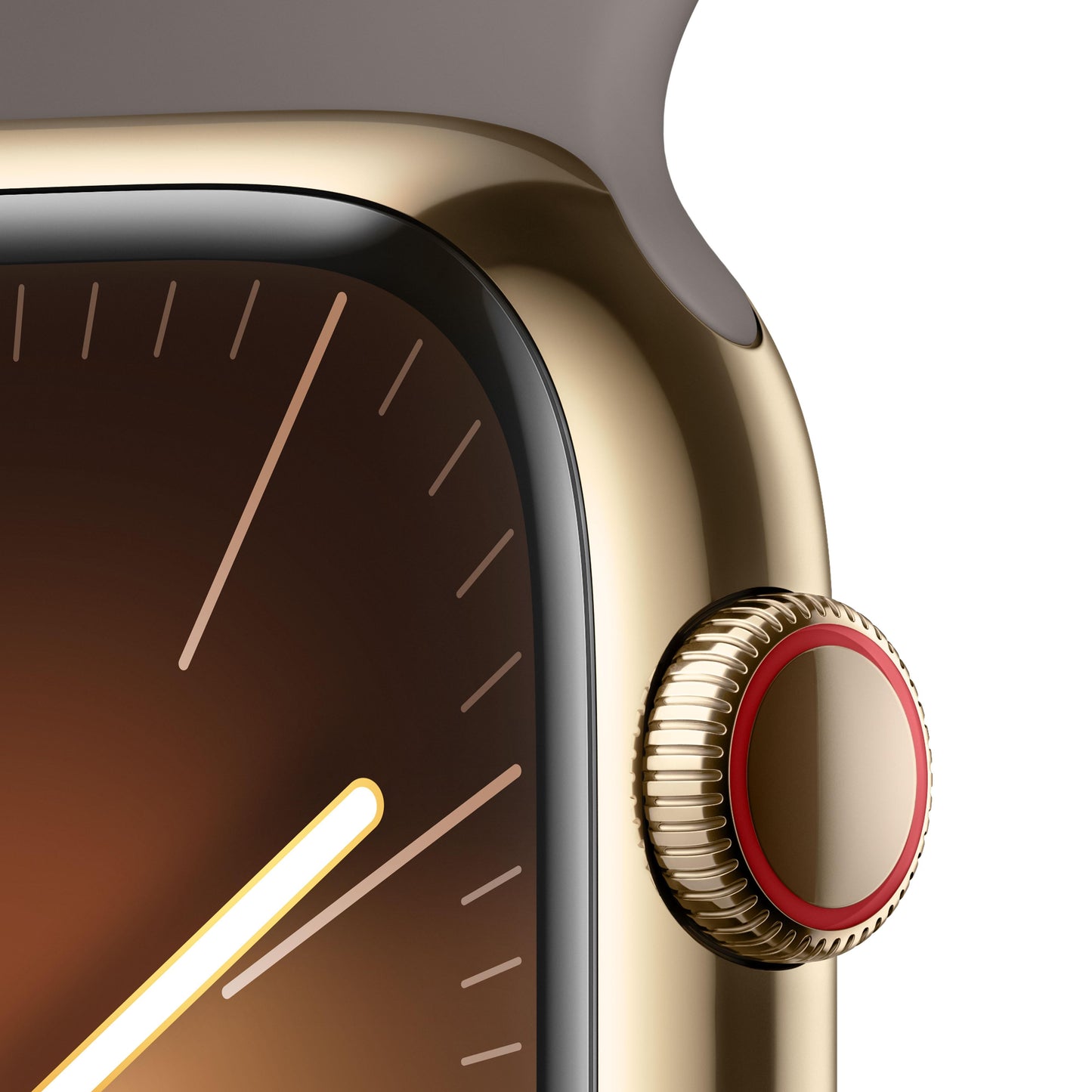 Apple Watch Series 9 GPS + Cellular 45mm Gold Stainless Steel Case with Clay Sport Band - S/M