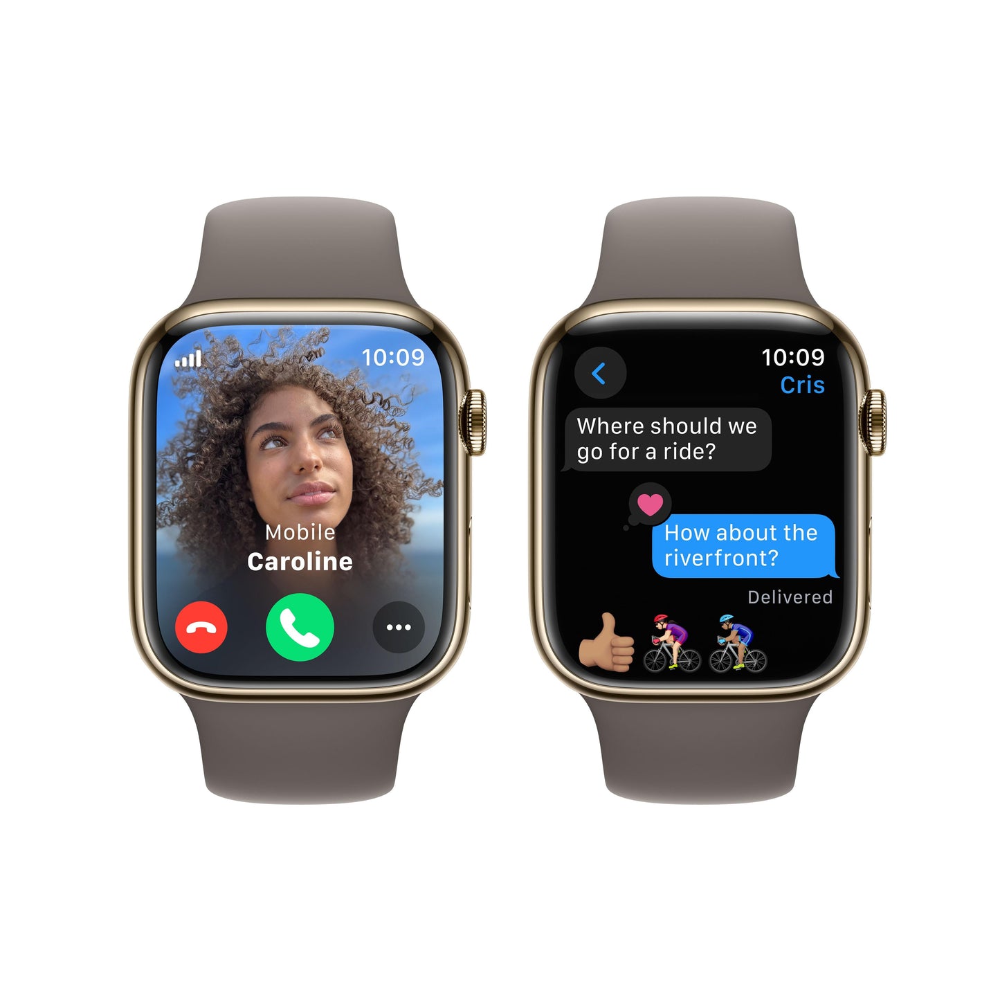 Apple Watch Series 9 GPS + Cellular 45mm Gold Stainless Steel Case with Clay Sport Band - S/M