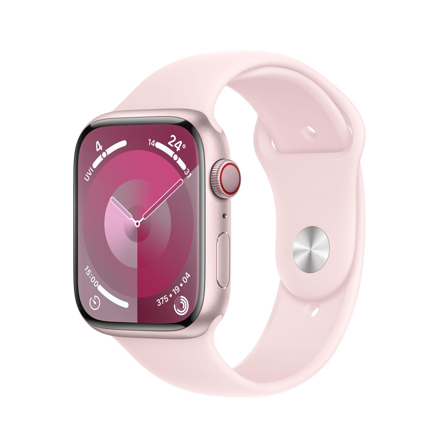 Apple Watch Series 9 GPS + Cellular 45mm Pink Aluminium Case with Light Pink Sport Band - M/L