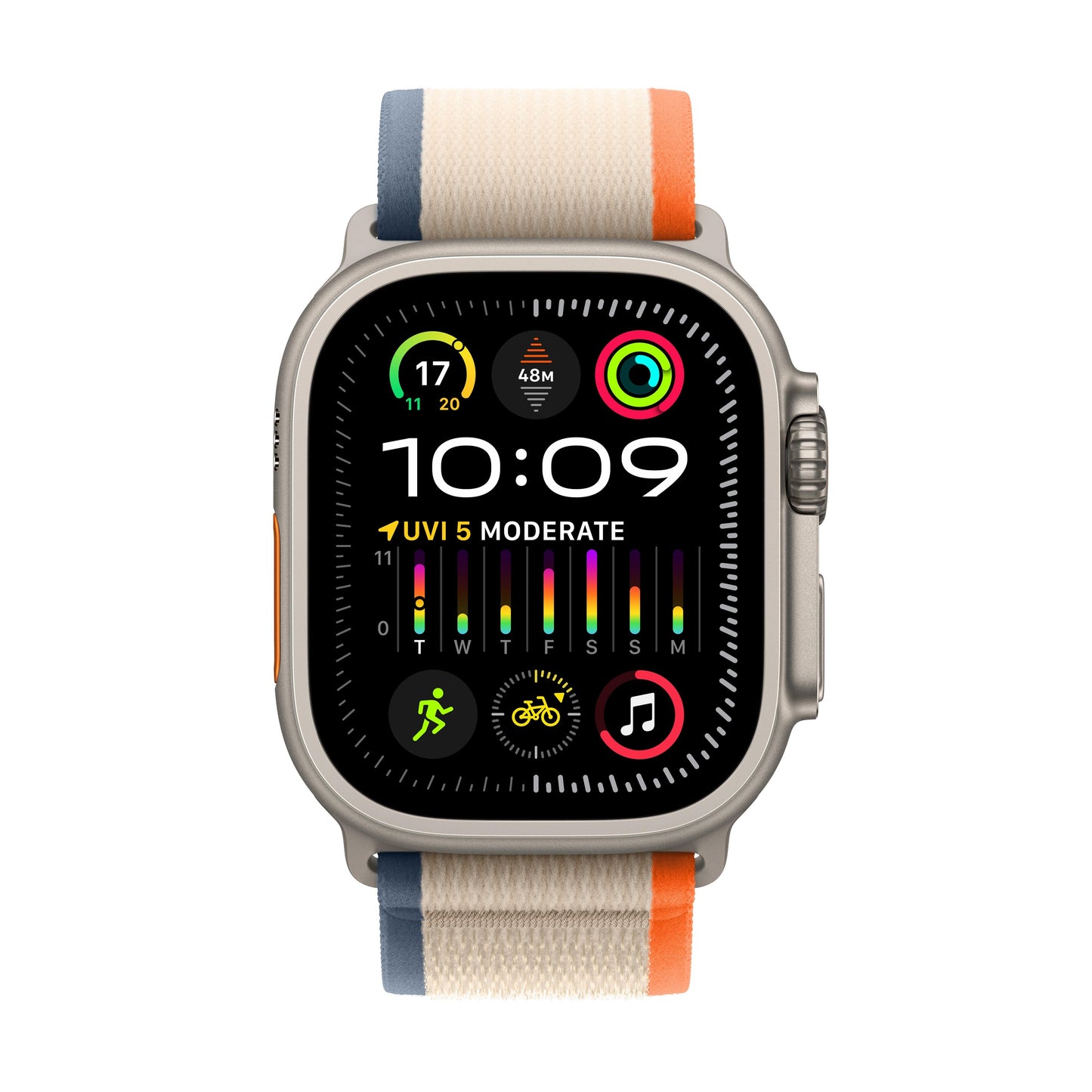 Apple Watch Ultra 2 GPS + Cellular 49mm Titanium Case with Orange/Beige Trail Loop - S/M
