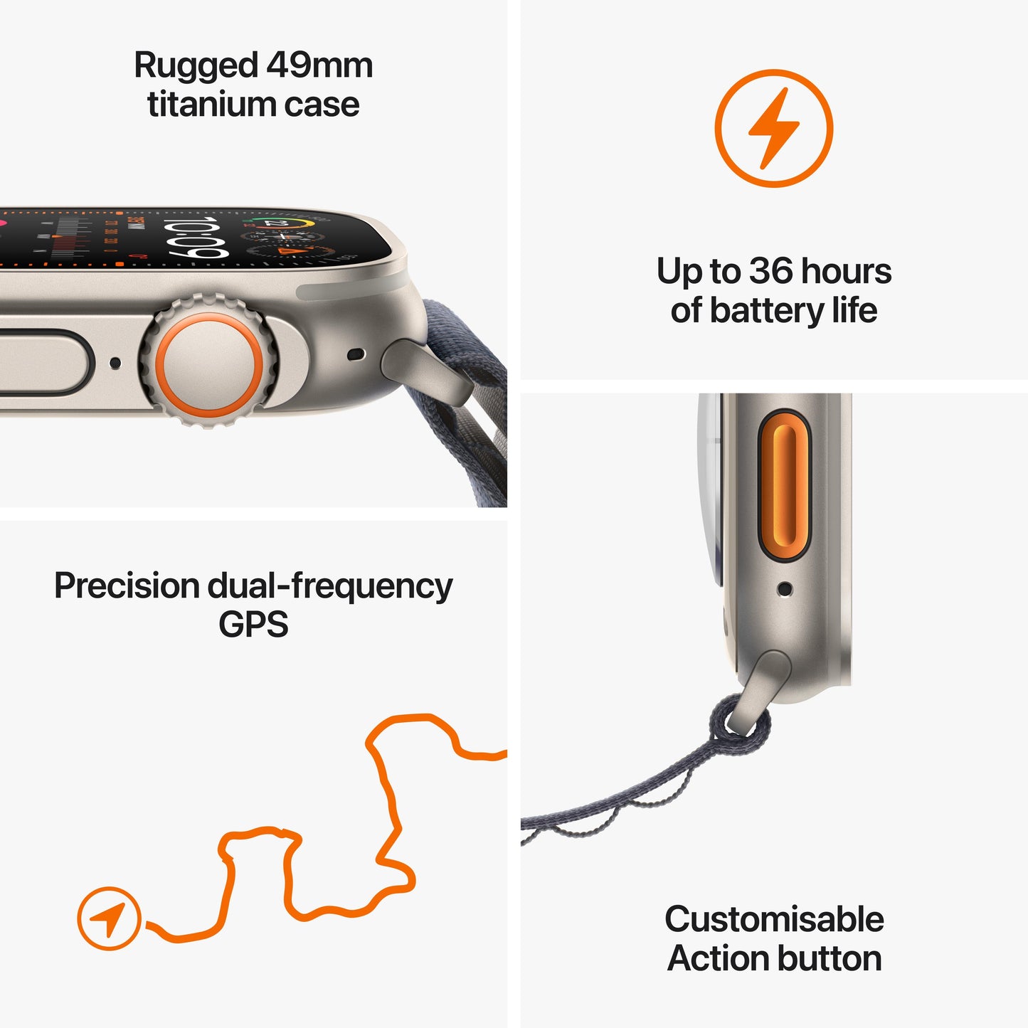 Apple Watch Ultra 2 GPS + Cellular 49mm Titanium Case with Orange/Beige Trail Loop - M/L