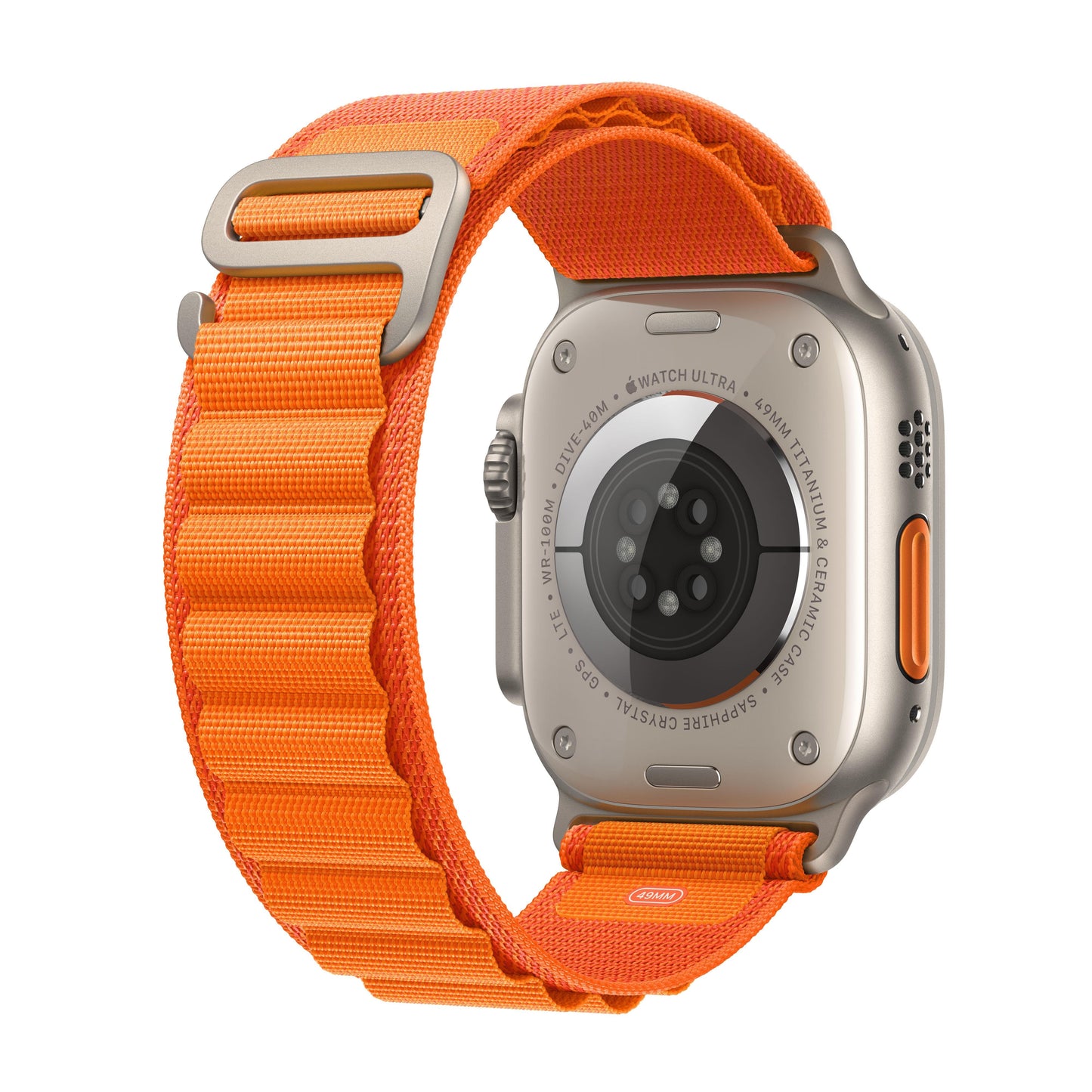 Apple Watch Ultra GPS + Cellular, 49mm Titanium Case with Orange Alpine Loop - Large