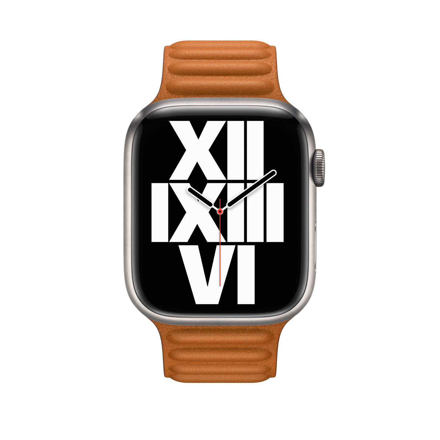 45mm Golden Brown Leather Link - S/M