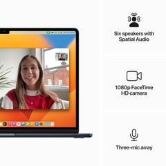 15-inch MacBook Air: Apple M2 chip with 8‑core CPU and 10‑core GPU, 256GB SSD - Midnight