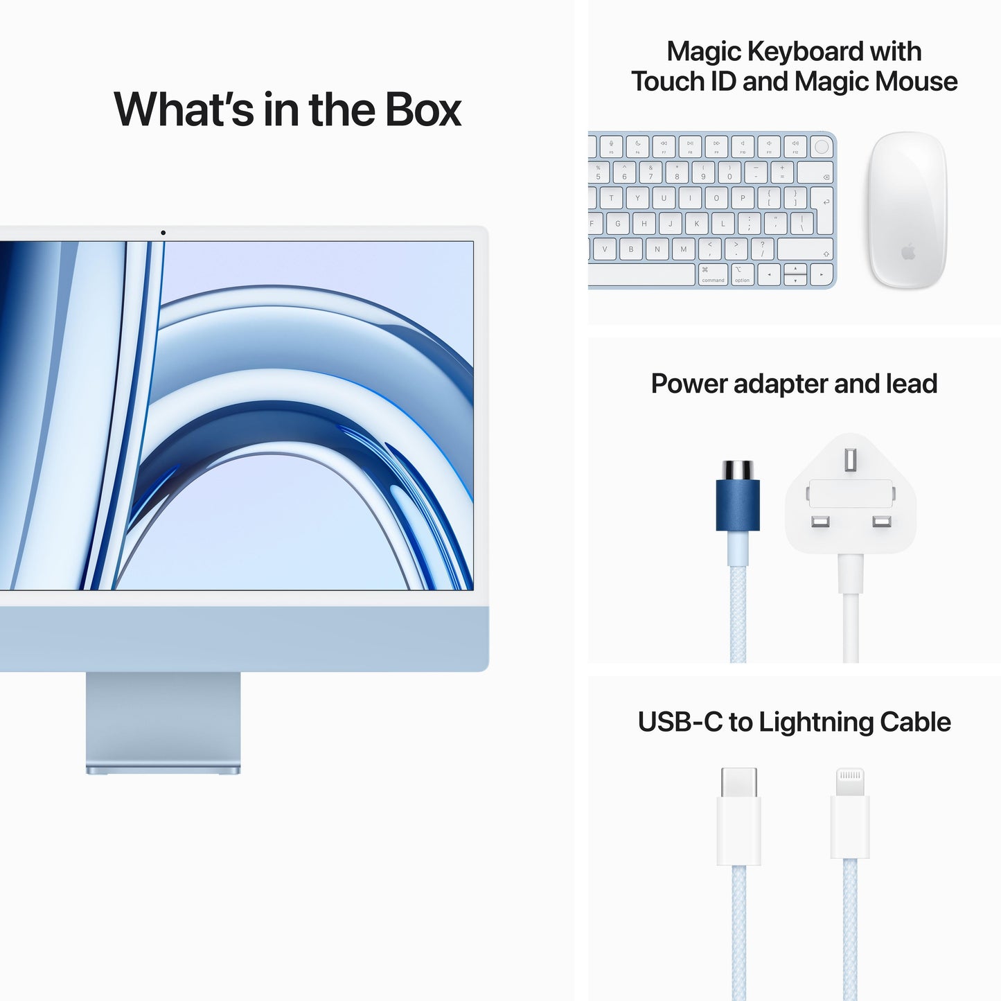 24-inch iMac with Retina 4.5K display: Apple M3 chip with 8‑core CPU and 10‑core GPU, 256GB SSD - Blue