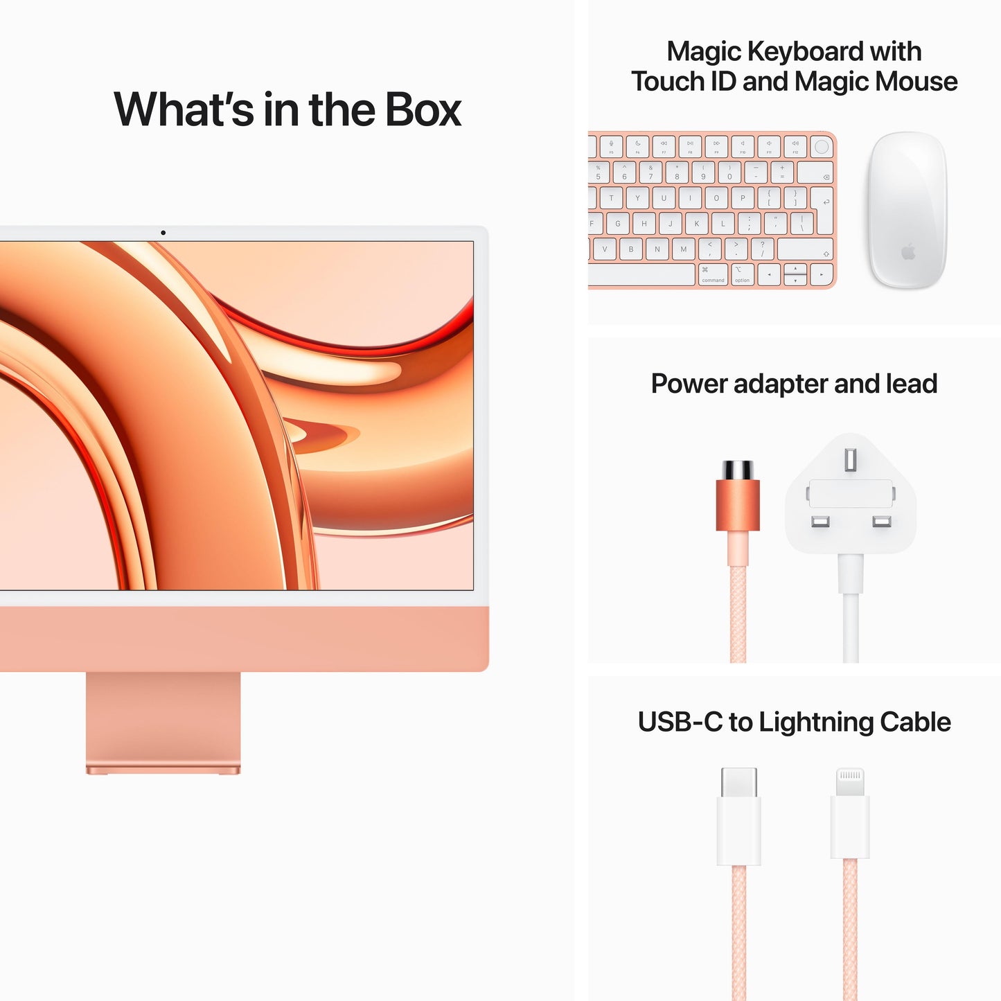 24-inch iMac with Retina 4.5K display: Apple M3 chip with 8‑core CPU and 10‑core GPU, 256GB SSD - Orange
